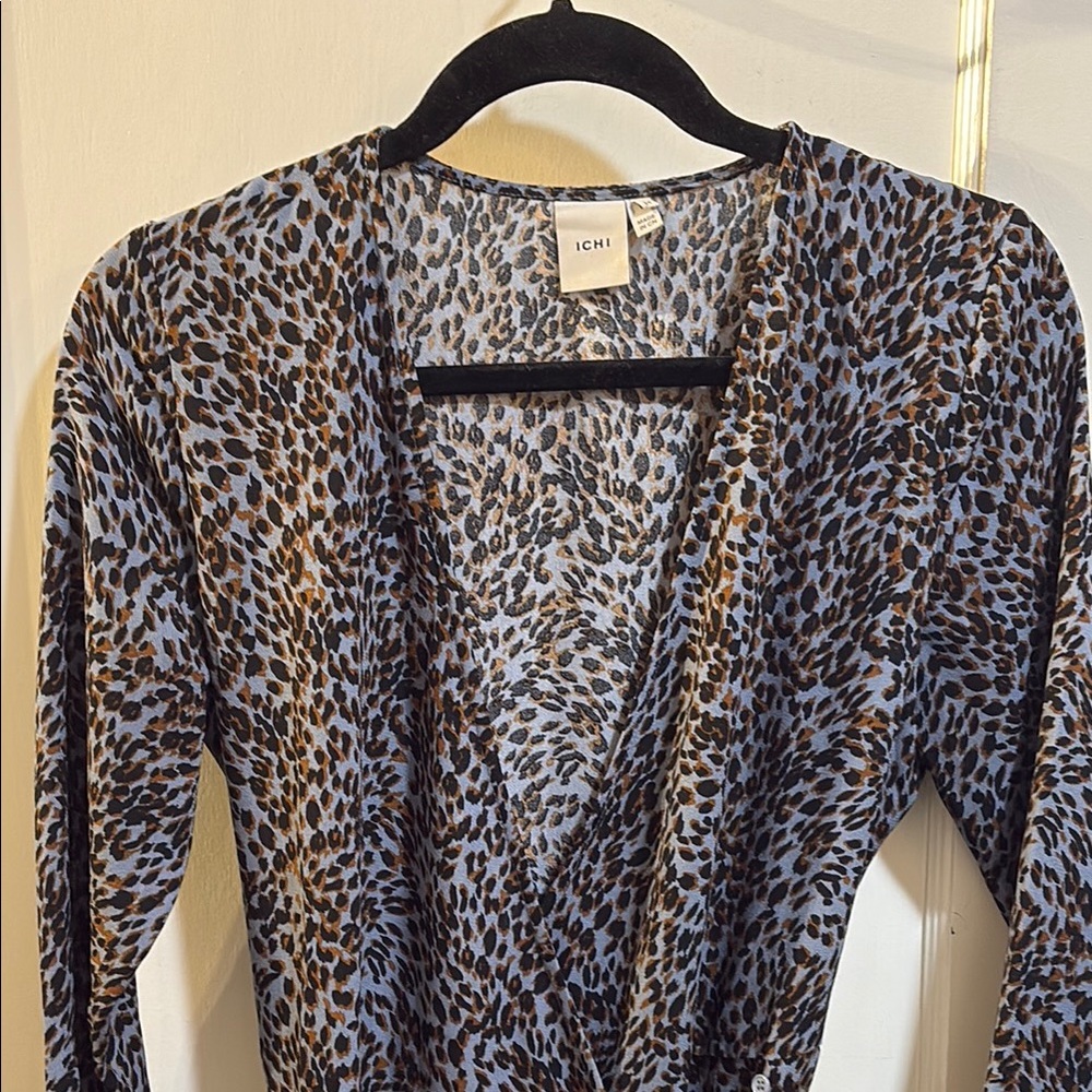 ICHI Leopard Print Wrap Dress
